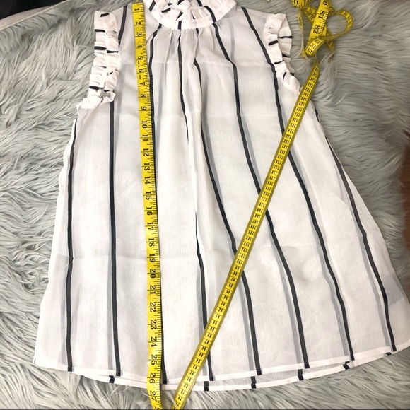 WHO WHAT WEAR CREAM SHEER RUFFLE TRIM BLOUSE - Picture 5 of 7